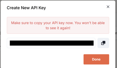 Copying the generated key
