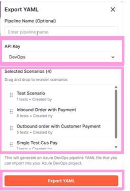 The Export YAML dialog