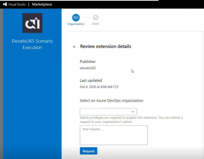 Selecting the Azure DevOps organization