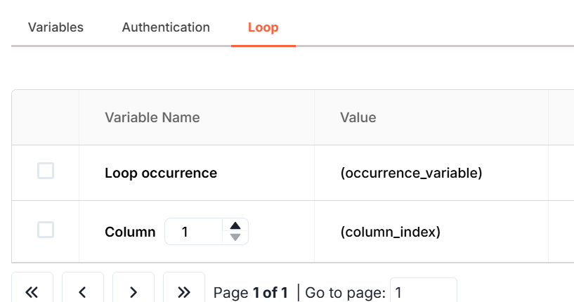 Loop over spreadsheet rows