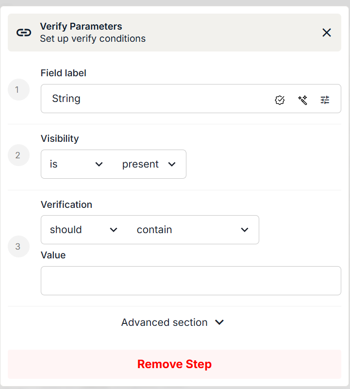 Verify Field setup